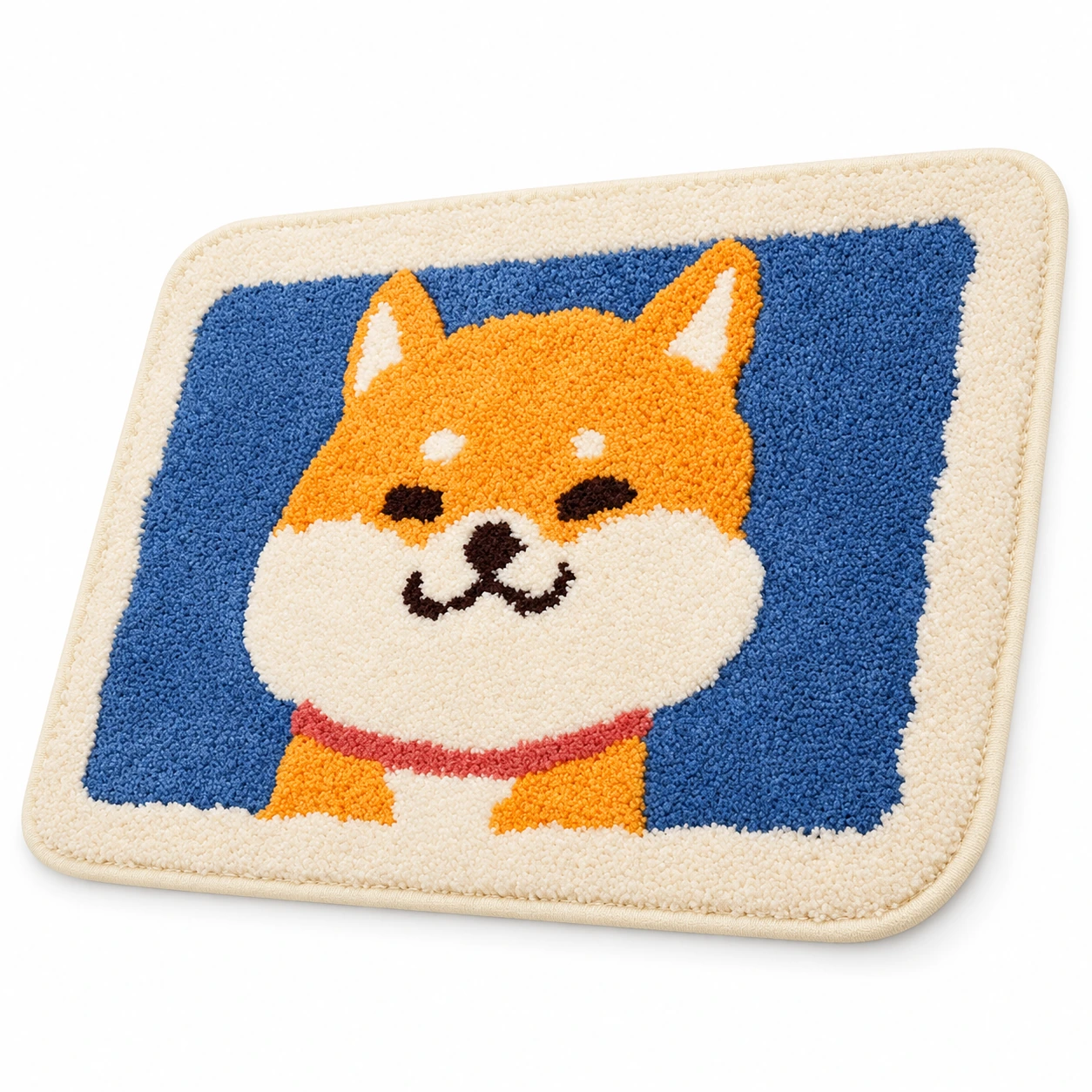 Tapis Shiba Inu fond bleu